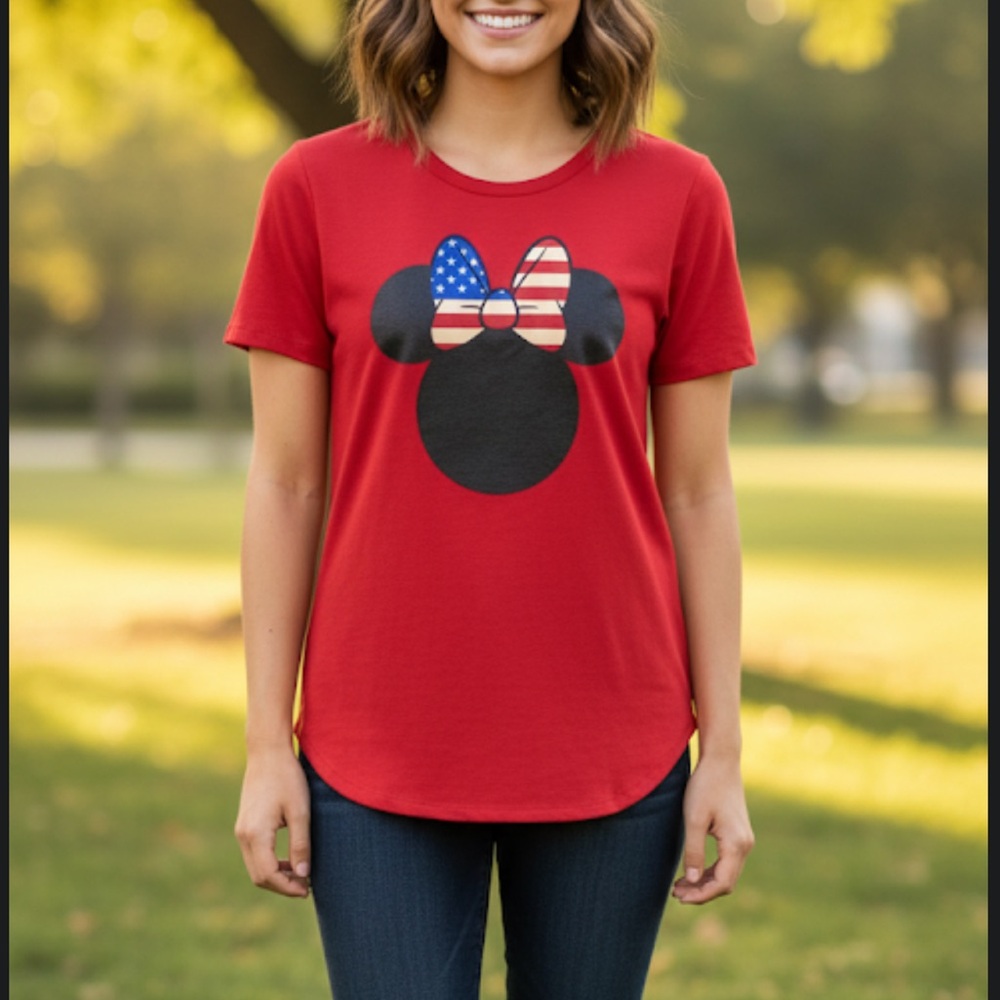 NWT Disney Mini Mouse Patriotic Red T-Shirt Size XS USA Fourth of July